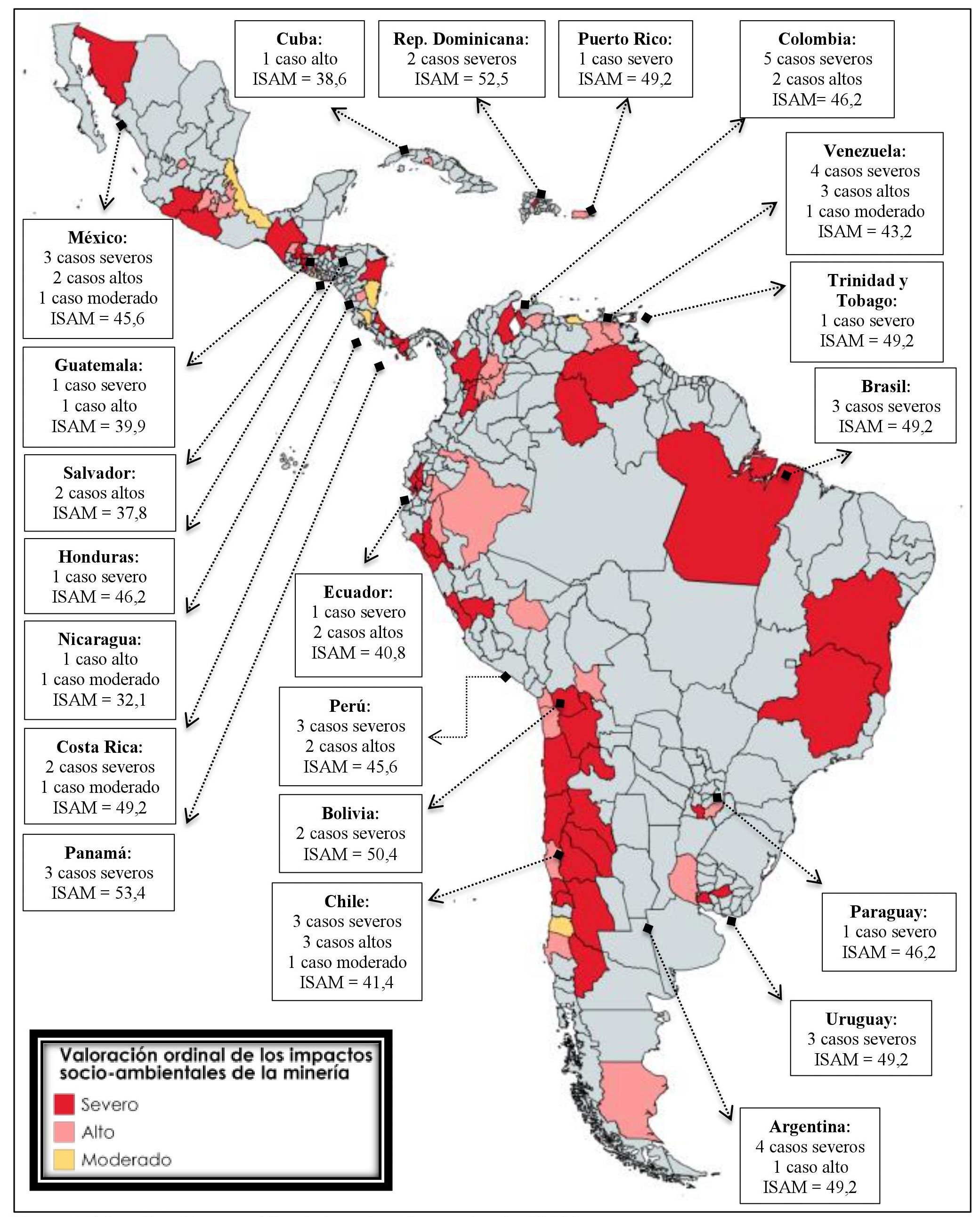 Figura 2. Geo-localizaci&oacute;n
de las apreciaciones de los ISAM