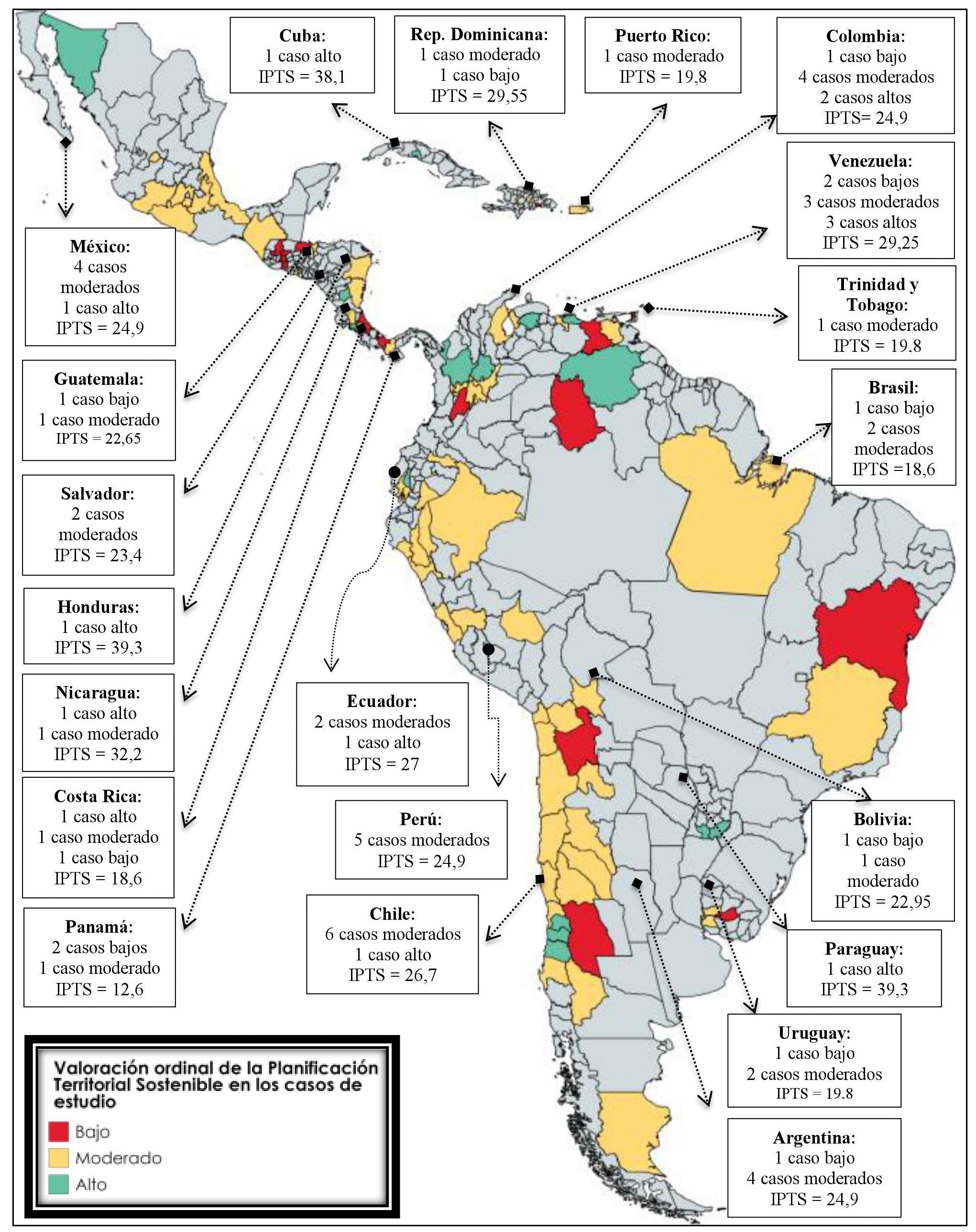 Figura 6. Localizaci&oacute;n geogr&aacute;fica de las valoraciones sobre el &iacute;ndice de PTS